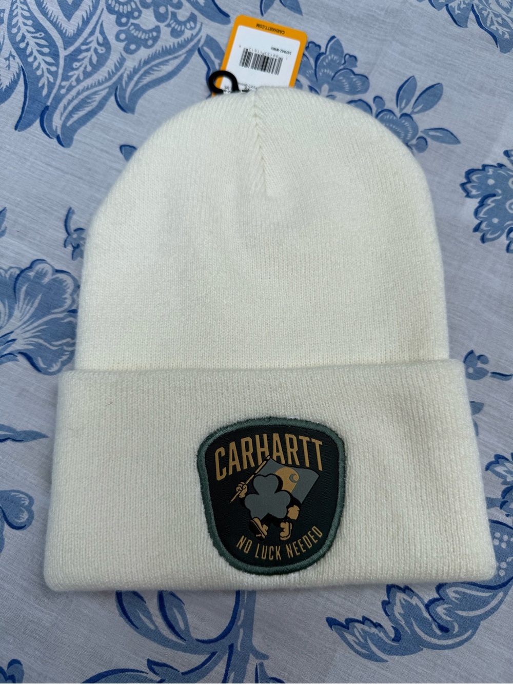 Carhartt Beanie Hat Cap WHITE SHAMROCK Outdoors Work Wear Knit Winter Mens NWT